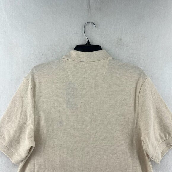 Chaps Ralph Lauren Polo Shirt Men's Sz S Oatmeal Cream High Low Hem Short Sleeve - Picture 8 of 13